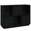 VidaXL Buffet Noir 110,5x35x80 cm Bois massif de pin