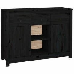 VidaXL Buffet Noir 100x35x74,5 cm Bois massif de pin