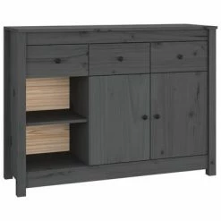 VidaXL Buffet Gris 100x35x74 cm Bois massif de pin