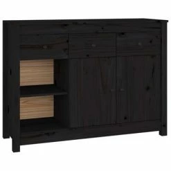 VidaXL Buffet Noir 100x35x74 cm Bois massif de pin