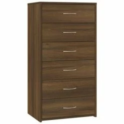 VidaXL Buffet avec 6 tiroirs Chêne brun 50x34x96 cm Bois d'ingénierie