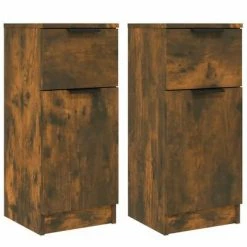 VidaXL Buffets 2 pcs Chêne fumé 30x30x70 cm Bois d'ingénierie