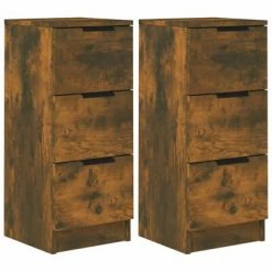 VidaXL Buffets 2 pcs Chêne fumé 30x30x70 cm Bois d'ingénierie