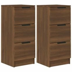 VidaXL Buffets 2 pcs Chêne marron 30x30x70 cm Bois d'ingénierie
