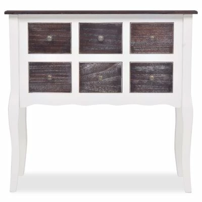VidaXL Armoire de console 6 tiroirs Marron et blanc Bois 3 VidaXL Armoire de console 6 tiroirs Marron et blanc Bois – Image 3
