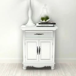 VidaXL Armoire avec 2 portes et 1 tiroir Bois Blanc -Buffets & bahuts Soldes image 3 241375