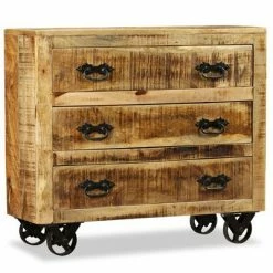 VidaXL Buffet avec 3 tiroirs Bois de manguier brut -Buffets & bahuts Soldes image 3 243989