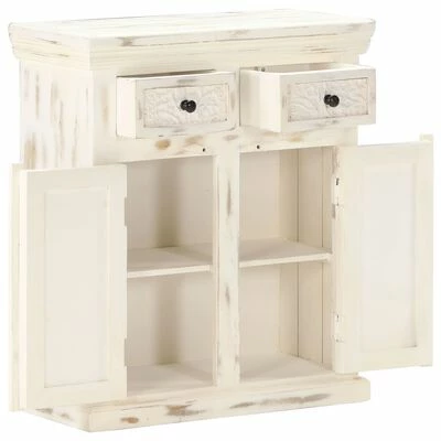 VidaXL Buffet Blanc 65 x 30 x 75 cm Bois de manguier massif 3 VidaXL Buffet Blanc 65 x 30 x 75 cm Bois de manguier massif – Image 3