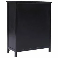VidaXL Armoire latérale et 6 tiroirs Noir 60x30x75 cm Bois Paulownia -Buffets & bahuts Soldes image 3 284098