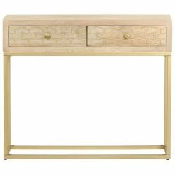 VidaXL Table console Doré 90 x 30 x 75 cm Bois de manguier massif -Buffets & bahuts Soldes image 3 286505
