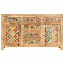 VidaXL Buffet avec carreaux de céramique 140x40x80 cm Bois de manguier -Buffets & bahuts Soldes image 3 287899