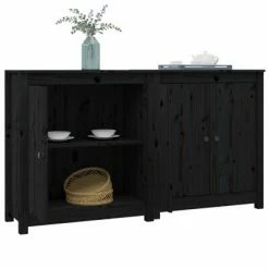 VidaXL Buffets 2 pcs Noir 70x35x80 cm Bois massif de pin -Buffets & bahuts Soldes image 3 3114068