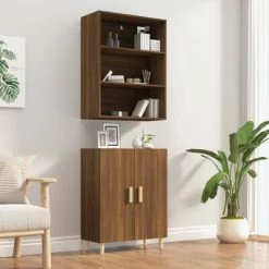 VidaXL Buffet haut Chêne marron Bois d'ingénierie -Buffets & bahuts Soldes image 3 3115107