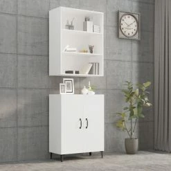 VidaXL Buffet haut Blanc Bois d'ingénierie -Buffets & bahuts Soldes image 3 3115108