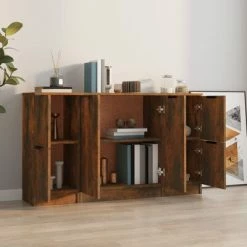 VidaXL Buffets 3 pcs Chêne fumé Bois d'ingénierie -Buffets & bahuts Soldes image 3 3115849