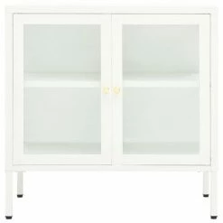 VidaXL Buffet Blanc 70x35x70 cm Acier et verre 8 VidaXL Buffet Blanc 70x35x70 cm Acier et verre -Buffets & bahuts Soldes image 3 336065