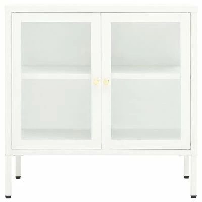 VidaXL Buffet Blanc 70x35x70 cm Acier et verre 3 VidaXL Buffet Blanc 70x35x70 cm Acier et verre – Image 3
