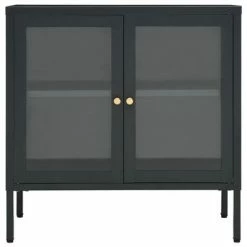 VidaXL Buffet Anthracite 70x35x70 cm Acier et verre -Buffets & bahuts Soldes image 3 336066