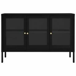 VidaXL Buffet Noir 105x35x70 cm Acier et verre -Buffets & bahuts Soldes image 3 336067