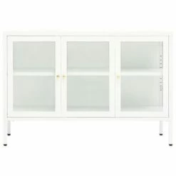 VidaXL Buffet Blanc 105x35x70 cm Acier et verre -Buffets & bahuts Soldes image 3 336068