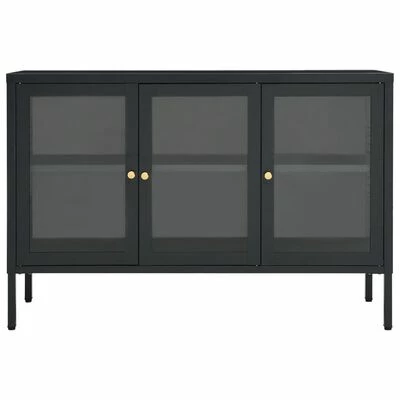 VidaXL Buffet Anthracite 105x35x70 cm Acier et verre 3 VidaXL Buffet Anthracite 105x35x70 cm Acier et verre – Image 3