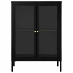 VidaXL Buffet Noir 75x35x105 cm Acier et verre -Buffets & bahuts Soldes image 3 336070