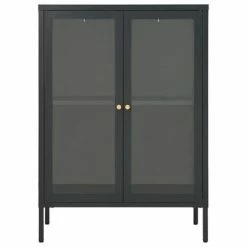 VidaXL Buffet Anthracite 75x35x105 cm Acier et verre -Buffets & bahuts Soldes image 3 336072