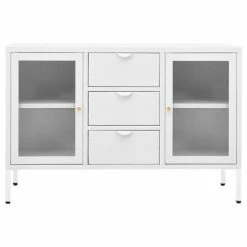 VidaXL Buffet Blanc 105x35x70 cm Acier et verre trempé -Buffets & bahuts Soldes image 3 336077