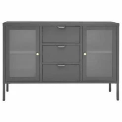 VidaXL Buffet Anthracite 105x35x70 cm Acier et verre trempé -Buffets & bahuts Soldes image 3 336078