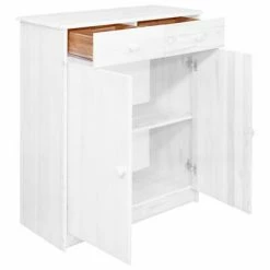 VidaXL Buffet 2 tiroirs Blanc 78x35x89 cm Bois de pin massif -Buffets & bahuts Soldes image 3 337034