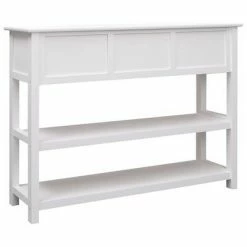 VidaXL Buffet Blanc 108x30x76 cm Bois de Paulownia massif -Buffets & bahuts Soldes image 3 338547