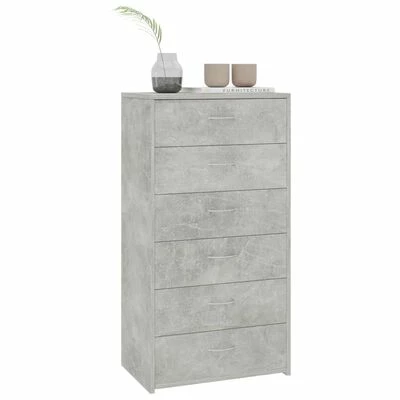 VidaXL Buffet avec 6 tiroirs Gris béton 50x34x96 cm Aggloméré 3 VidaXL Buffet avec 6 tiroirs Gris béton 50x34x96 cm Aggloméré – Image 3