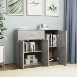 VidaXL Buffet Gris béton 88x30x70 cm Aggloméré -Buffets & bahuts Soldes image 3 800679