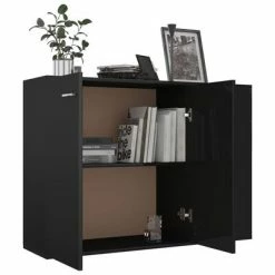 VidaXL Buffet Noir brillant 105x30x75 cm Aggloméré -Buffets & bahuts Soldes image 3 800700