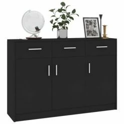 VidaXL Buffet Noir 110x30x75 cm Aggloméré -Buffets & bahuts Soldes image 3 800703
