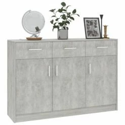 VidaXL Buffet Gris béton 110x30x75 cm Aggloméré -Buffets & bahuts Soldes image 3 800706