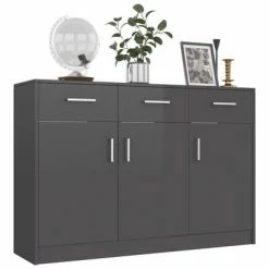 VidaXL Buffet Gris brillant 110x30x75 cm Aggloméré 8 VidaXL Buffet Gris brillant 110x30x75 cm Aggloméré -Buffets & bahuts Soldes image 3 800710