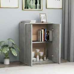 VidaXL Buffet Gris béton 60 x 30 x 75 cm Aggloméré -Buffets & bahuts Soldes image 3 800733