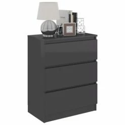 VidaXL Buffet Gris brillant 60x35x76 cm Bois d'ingénierie -Buffets & bahuts Soldes image 3 801390