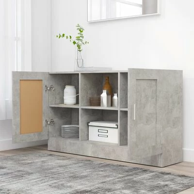 VidaXL Buffet Gris béton 120x30,5x70 cm Aggloméré 3 VidaXL Buffet Gris béton 120x30,5x70 cm Aggloméré – Image 3