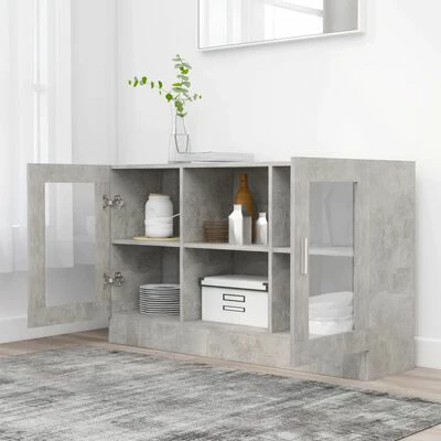 VidaXL Armoire à vitrine Gris béton 120x30,5x70 cm Aggloméré 3 VidaXL Armoire à vitrine Gris béton 120x30,5x70 cm Aggloméré – Image 3