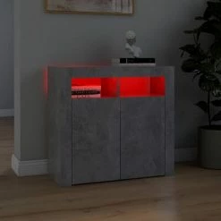 VidaXL Buffet avec lumières LED Gris béton 80x35x75 cm -Buffets & bahuts Soldes image 3 804332