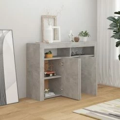 VidaXL Buffet avec lumières LED Gris béton 115,5x30x75 cm -Buffets & bahuts Soldes image 3 804341