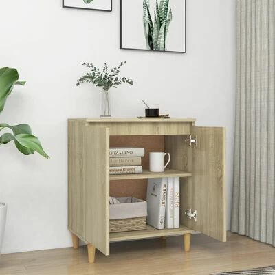 VidaXL Buffet avec pieds en bois Chêne sonoma 60x35x70 cm Aggloméré 3 VidaXL Buffet avec pieds en bois Chêne sonoma 60x35x70 cm Aggloméré – Image 3
