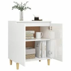 VidaXL Buffet avec pieds en bois Blanc brillant 60x35x70 cm Aggloméré 8 VidaXL Buffet avec pieds en bois Blanc brillant 60x35x70 cm Aggloméré -Buffets & bahuts Soldes image 3 806073