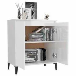 VidaXL Buffet Blanc brillant 60x35x70 cm Aggloméré -Buffets & bahuts Soldes image 3 806082