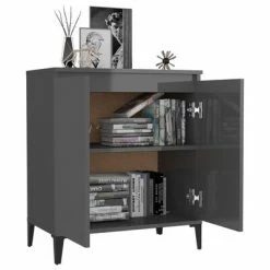VidaXL Buffet Gris brillant 60x35x70 cm Aggloméré -Buffets & bahuts Soldes image 3 806084