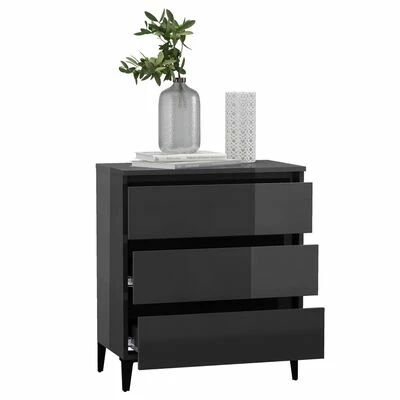 VidaXL Buffet Gris brillant 60x35x69 cm Aggloméré 3 VidaXL Buffet Gris brillant 60x35x69 cm Aggloméré – Image 3