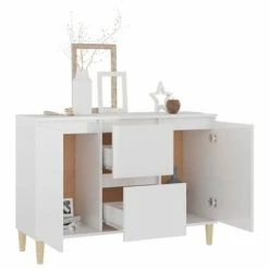 VidaXL Buffet Blanc brillant 103,5x35x70 cm Aggloméré -Buffets & bahuts Soldes image 3 806109