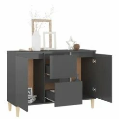 VidaXL Buffet Gris brillant 103,5x35x70 cm Aggloméré -Buffets & bahuts Soldes image 3 806111